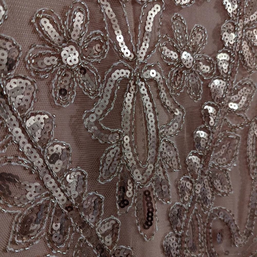 Kayamiya rose gold blush flapper dress sequin fringe size small (read condition)